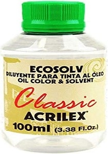 Para diluição da Tinta à Óleo em geral, substitui a Terebintina com as mesmas propriedades sem o seu odor forte característico. Ecosolv 100 ml Acrilex
